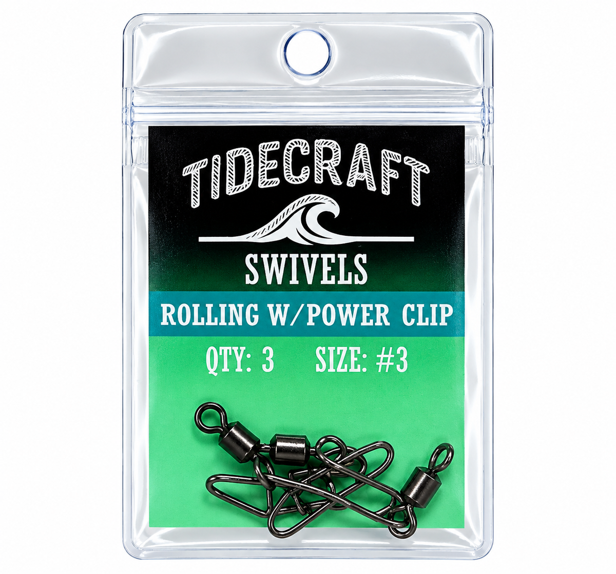 TideCraft Power Clip w/Rolling Swivel - 3pk